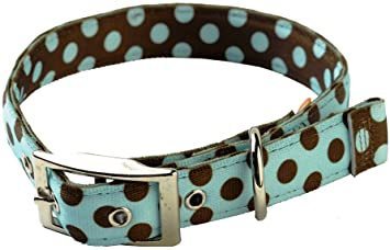 Yellow Dog Design Blue & Brown Polka Dot Small Collar (25-35cm) RRP £13.99 CLEARANCE £8.99